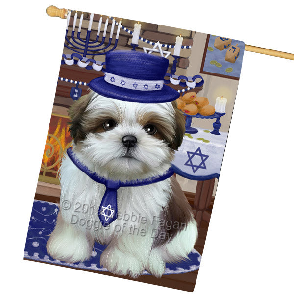 Happy Hanukkah Shih Tzu Dog House Flag FLG66007