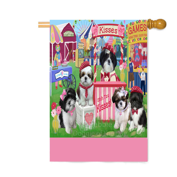 Personalized Carnival Kissing Booth Shih Tzu Dogs Custom House Flag FLG63641