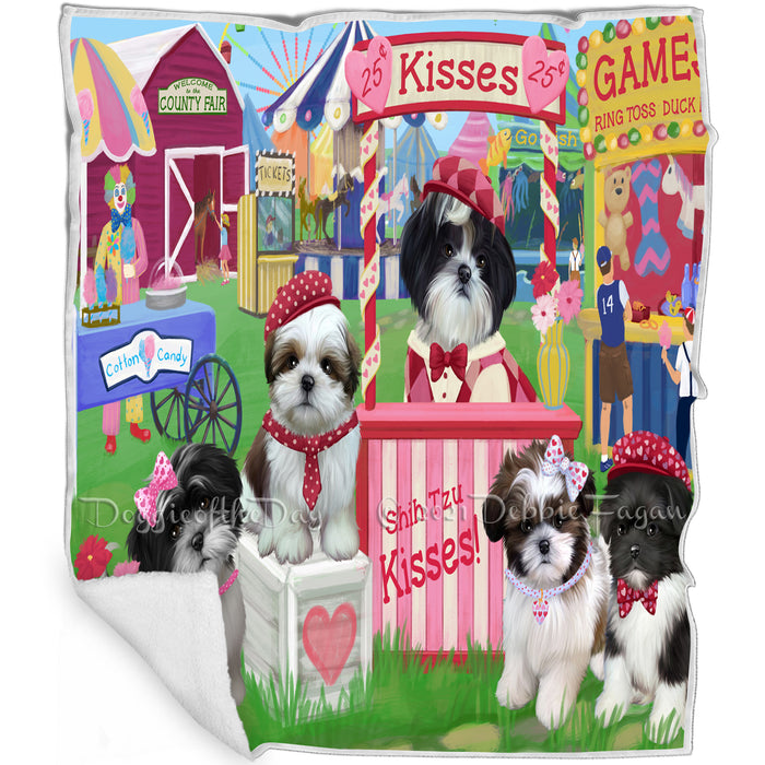 Carnival Kissing Booth Shih Tzus Dog Blanket BLNKT122763