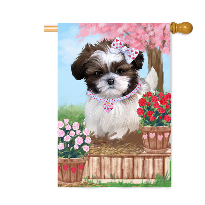 Personalized Rosie 25 Cent Kisses Shih Tzu Dog Custom House Flag FLG64945