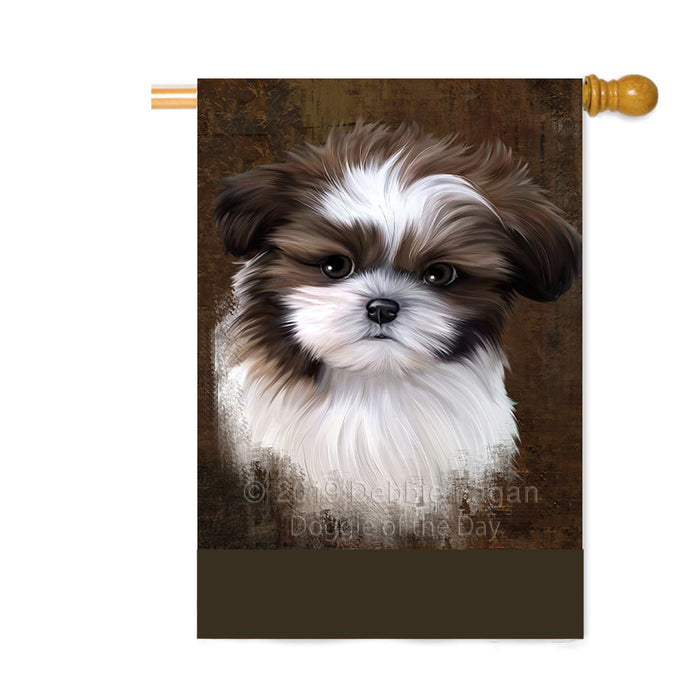 Personalized Rustic Shih Tzu Dog Custom House Flag FLG64711