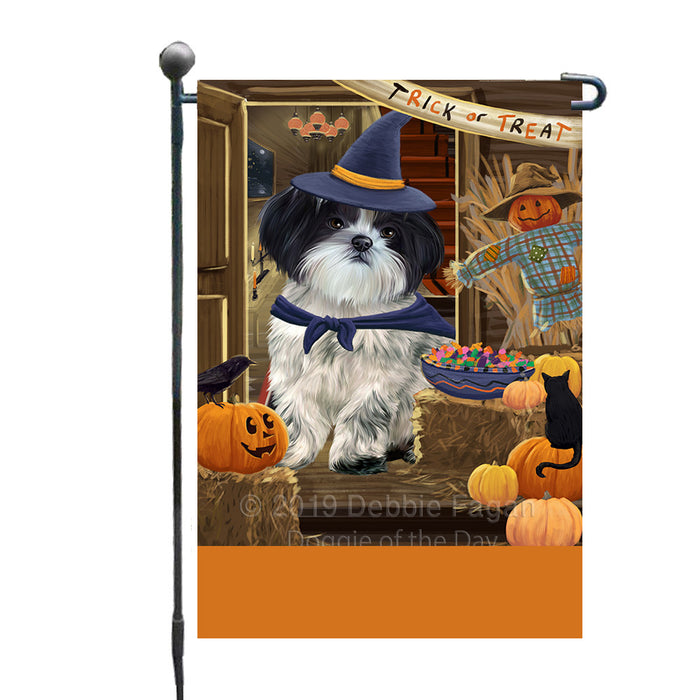 Personalized Enter at Own Risk Trick or Treat Halloween Shih Tzu Dog Custom Garden Flags GFLG-DOTD-A59726