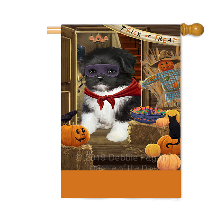 Personalized Enter at Own Risk Trick or Treat Halloween Shih Tzu Dog Custom House Flag FLG-DOTD-A59784