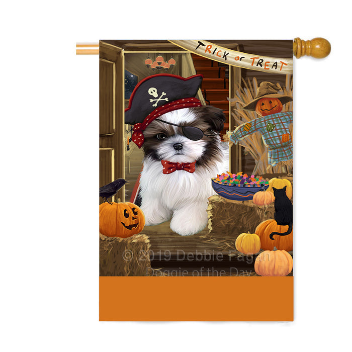 Personalized Enter at Own Risk Trick or Treat Halloween Shih Tzu Dog Custom House Flag FLG-DOTD-A59785