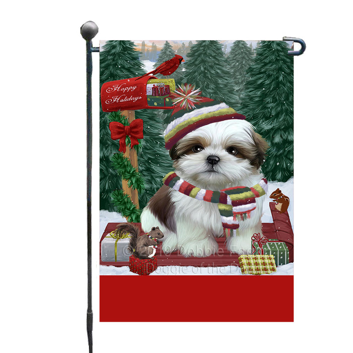 Personalized Merry Christmas Woodland Sled  Shih Tzu Dog Custom Garden Flags GFLG-DOTD-A61693
