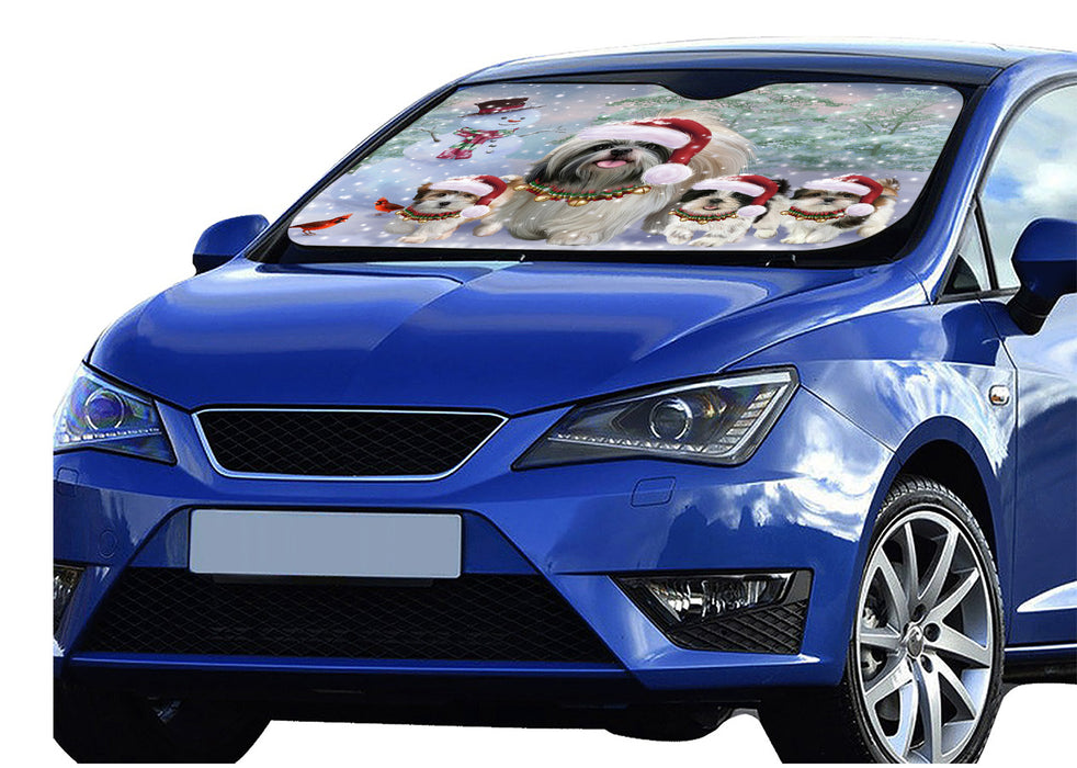 Christmas Running Family Shih Tzu Dogs Car Sun Shade