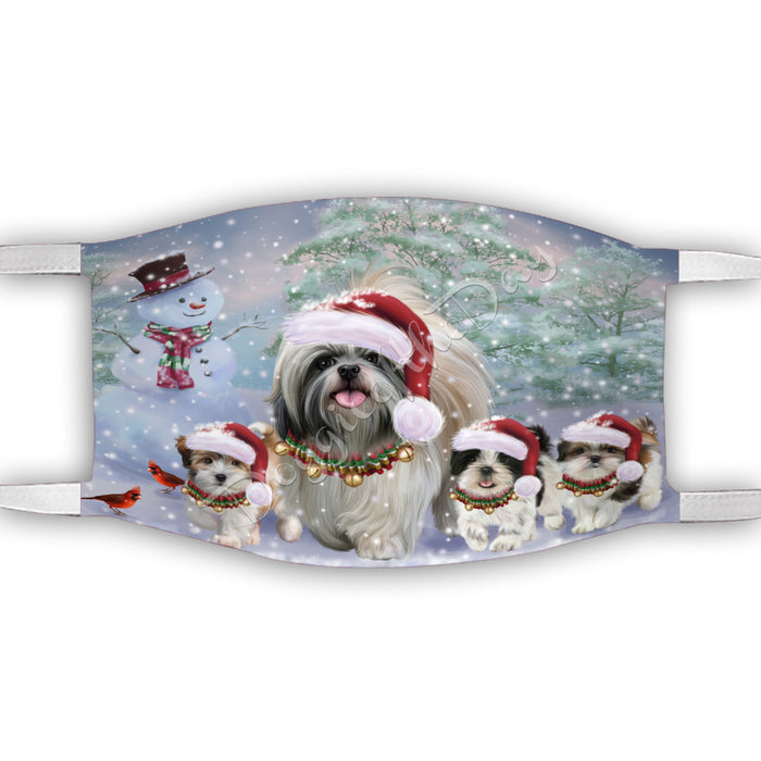 Christmas Running Fammily Shih Tzu Dogs Face Mask FM48744