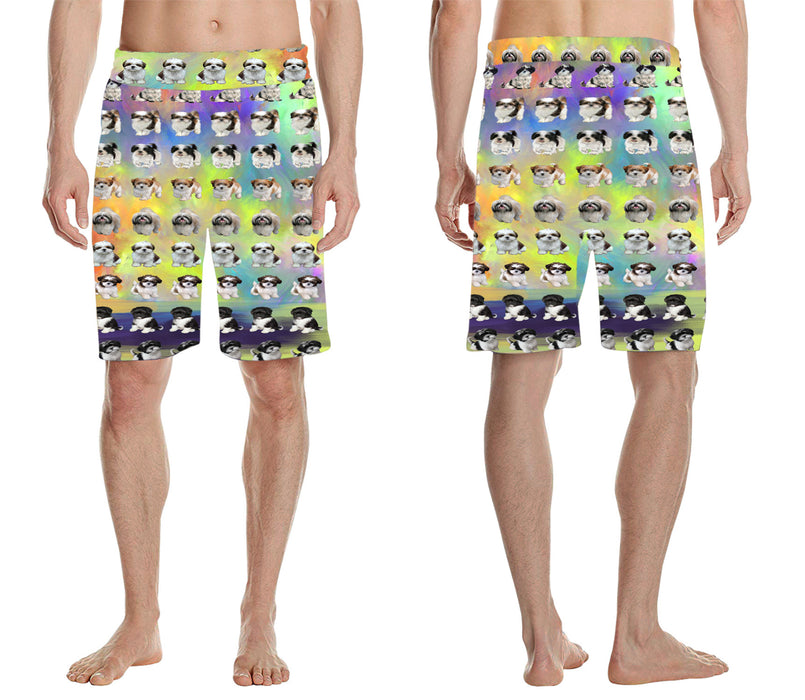 Paradise Wave Shih Tzu Dogs All Over Print Men's Casual Shorts