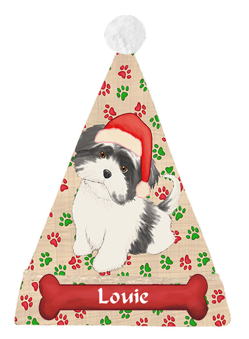 Pet Name Personalized Christmas Paw Print Shiba Inu Dogs Santa Hat