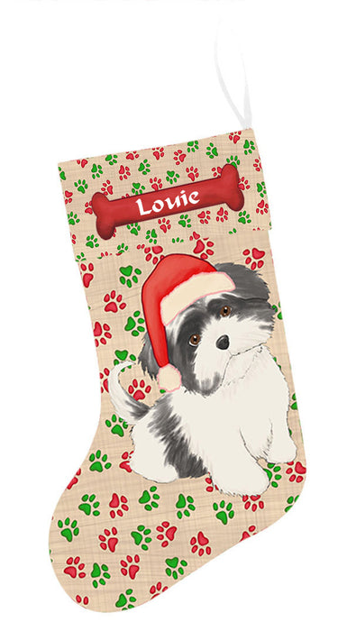 Pet Name Personalized Christmas Paw Print Shiba Inu Dogs Stocking