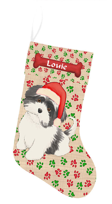 Pet Name Personalized Christmas Paw Print Shiba Inu Dogs Stocking