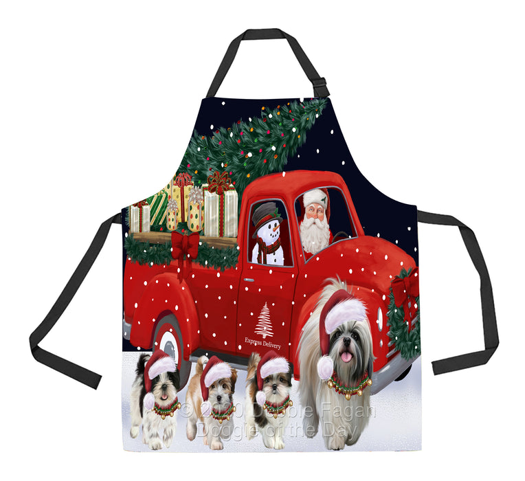 Christmas Express Delivery Red Truck Running Shih Tzu Dogs Apron Apron-48154