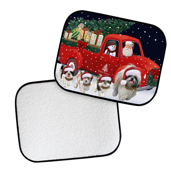 Christmas Express Delivery Red Truck Running Shih Tzu Dogs Polyester Anti-Slip Vehicle Carpet Car Floor Mats  CFM49564