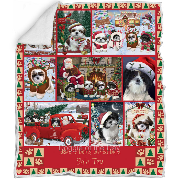 Love is Being Owned Christmas Shih Tzu Dogs Blanket BLNKT143500