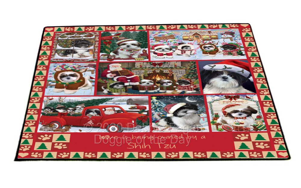 Love is Being Owned Christmas Shih Tzu Dogs Floormat FLMS54949
