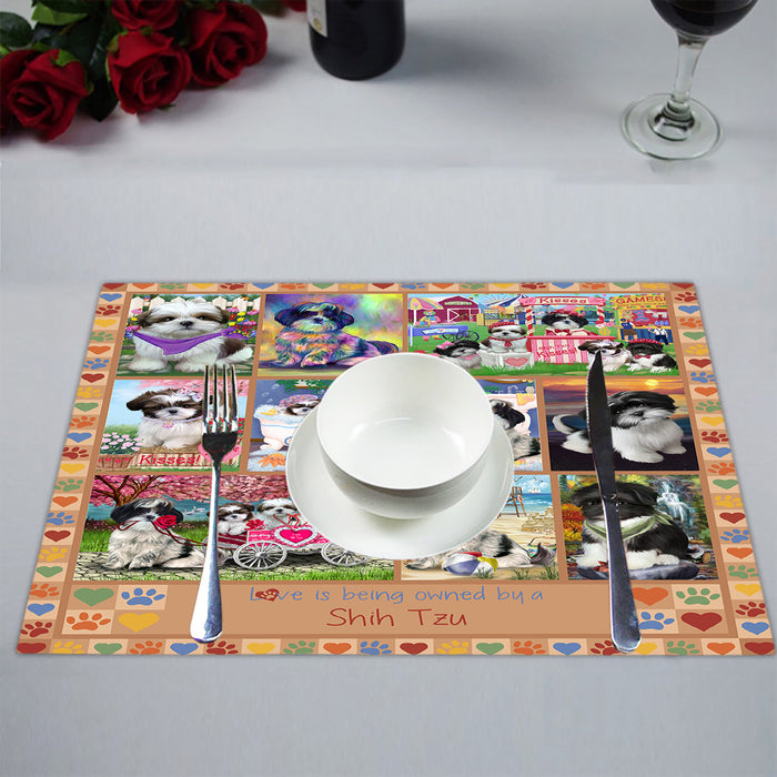 Love is Being Owned Shih Tzu Dog Beige Placemat