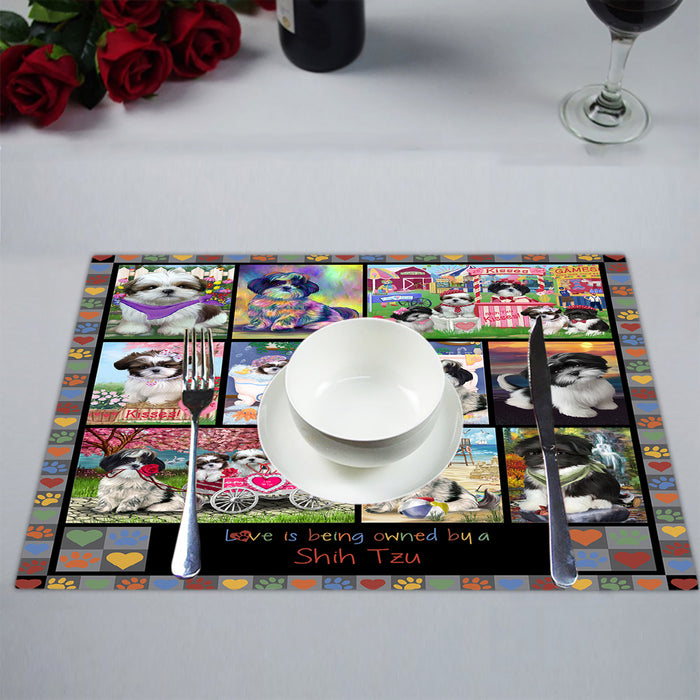 Love is Being Owned Shih Tzu Dog Grey Placemat