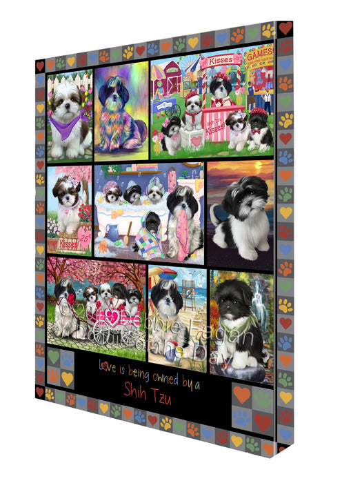 Love is Being Owned Shih Tzu Dog Grey Canvas Print Wall Art Décor CVS138527