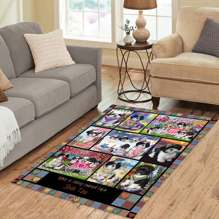 Love is Being Owned Shih Tzu Dog Grey Area Rug