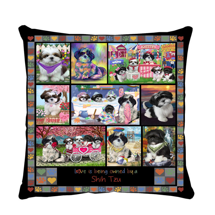 Love is Being Owned Shih Tzu Dog Grey Pillow PIL85032