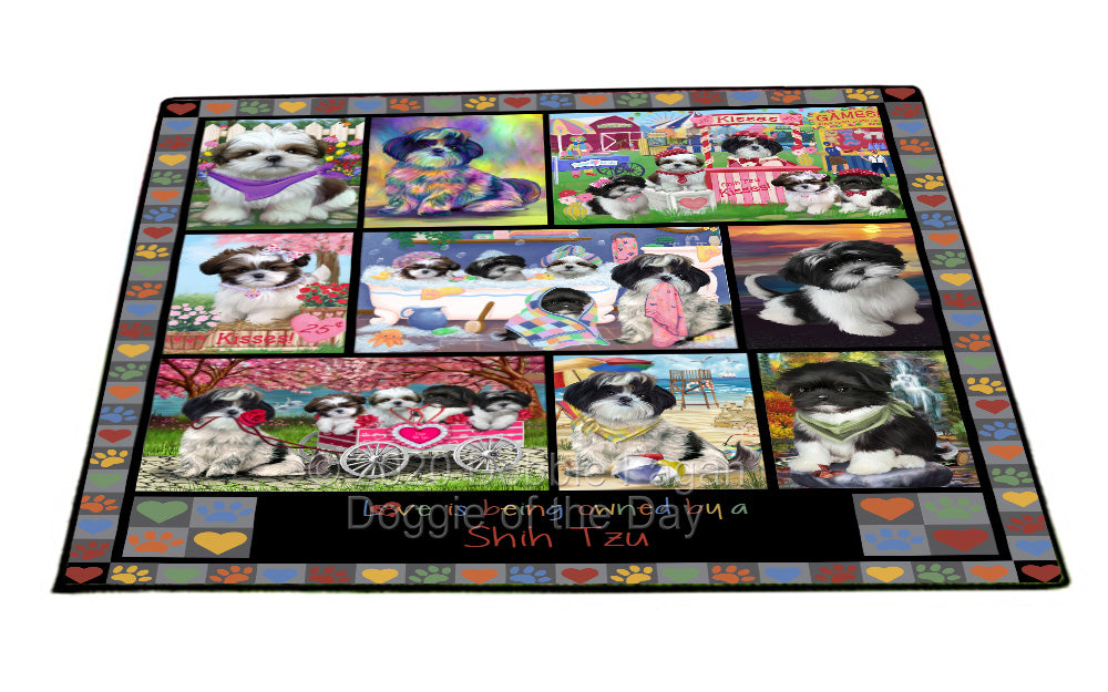 Love is Being Owned Shih Tzu Dog Grey Floormat FLMS55405