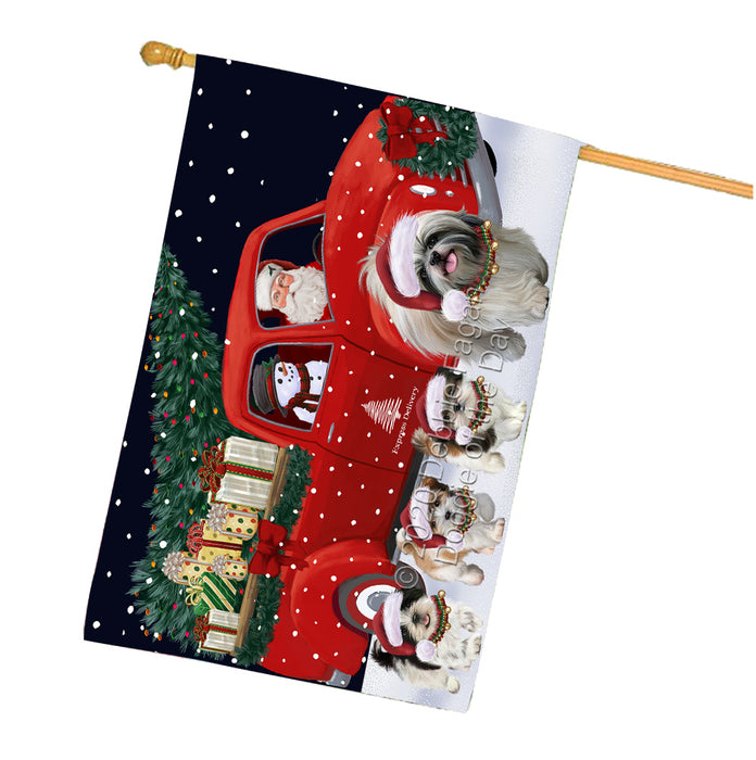 Christmas Express Delivery Red Truck Running Shih Tzu Dogs House Flag FLG66550