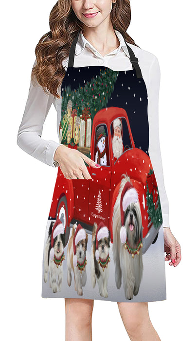 Christmas Express Delivery Red Truck Running Shih Tzu Dogs Apron Apron-48154