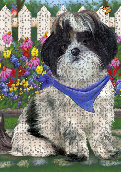 Spring Floral Shih Tzu Dog Puzzle with Photo Tin PUZL54198