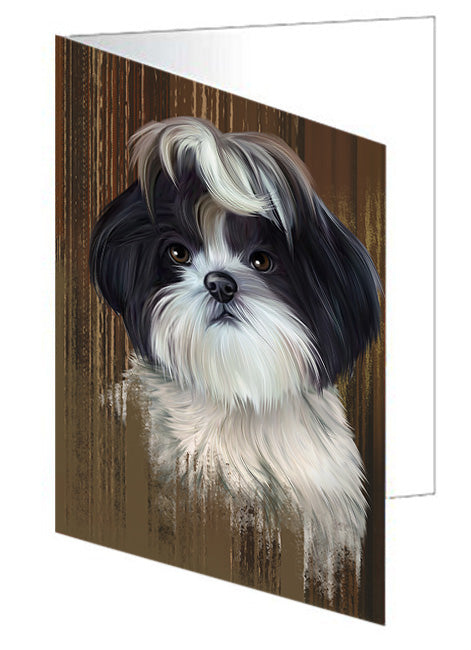 Rustic Shih Tzu Dog Handmade Artwork Assorted Pets Greeting Cards and Note Cards with Envelopes for All Occasions and Holiday Seasons GCD55514