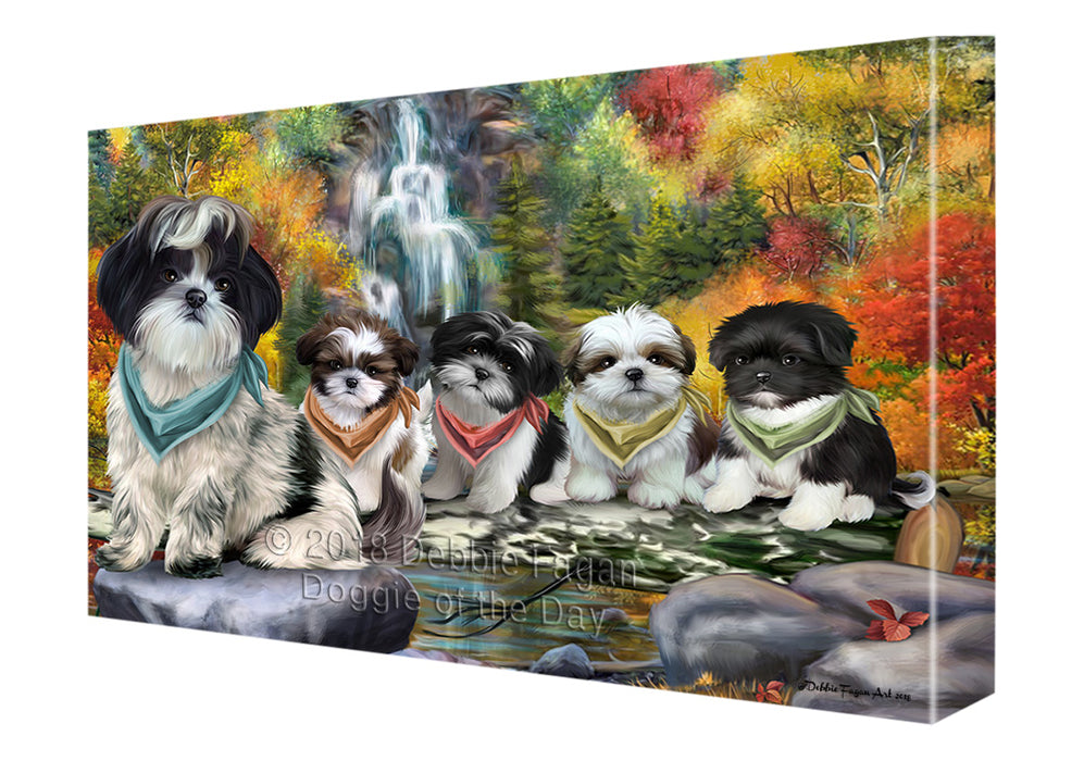 Scenic Waterfall Shih Tzus Dog Canvas Wall Art CVS61221