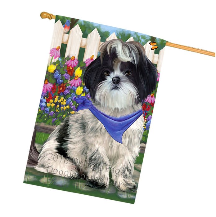 Spring Floral Shih Tzu Dog House Flag FLG50129