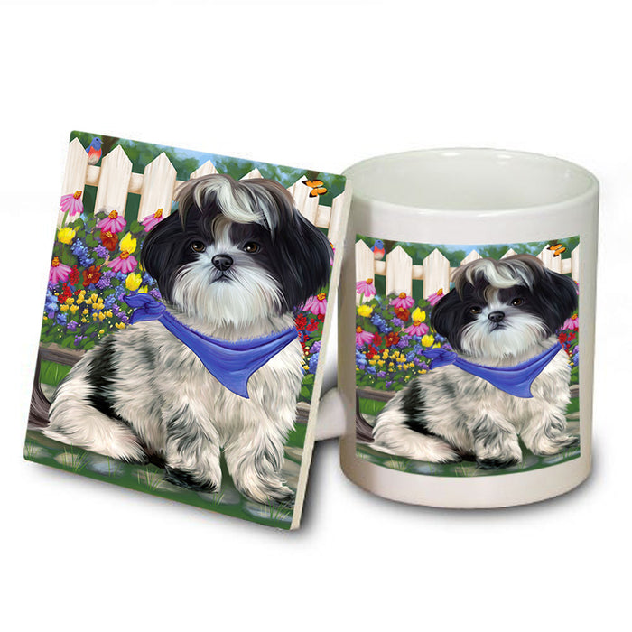 Spring Floral Shih Tzu Dog Mug and Coaster Set MUC52252