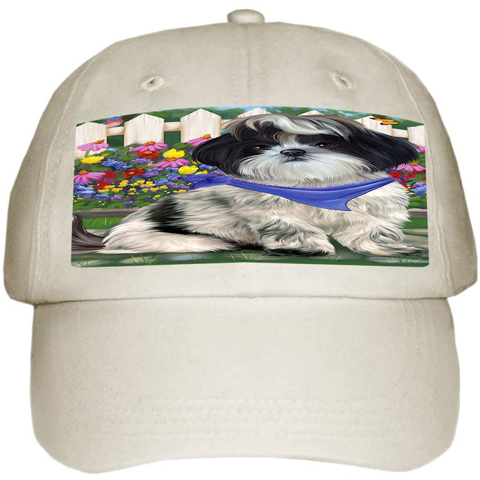 Spring Floral Shih Tzu Dog Ball Hat Cap HAT59778