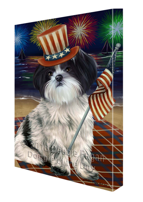 4th of July Independence Day Firework Shih Tzu Dog Canvas Wall Art CVS56730