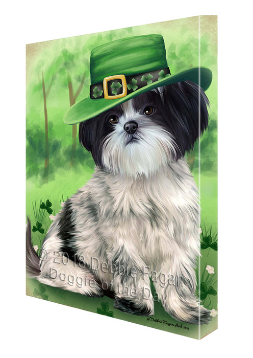 St. Patricks Day Irish Portrait Shih Tzu Dog Canvas Wall Art CVS59511