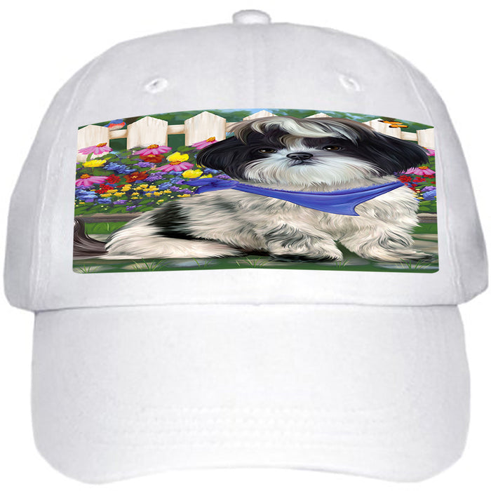 Spring Floral Shih Tzu Dog Ball Hat Cap HAT59778