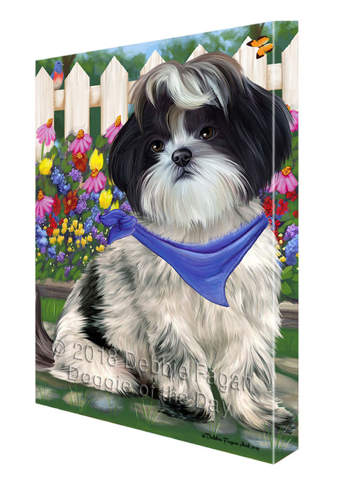 Spring Floral Shih Tzu Dog Canvas Wall Art CVS67228