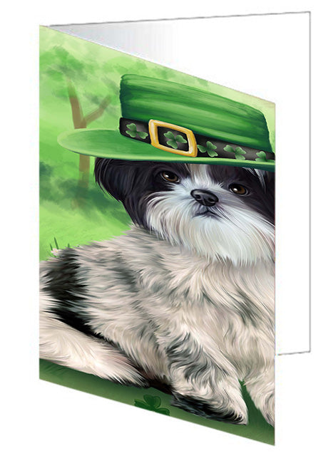 St. Patricks Day Irish Portrait Shih Tzu Dog Handmade Artwork Assorted Pets Greeting Cards and Note Cards with Envelopes for All Occasions and Holiday Seasons GCD52235