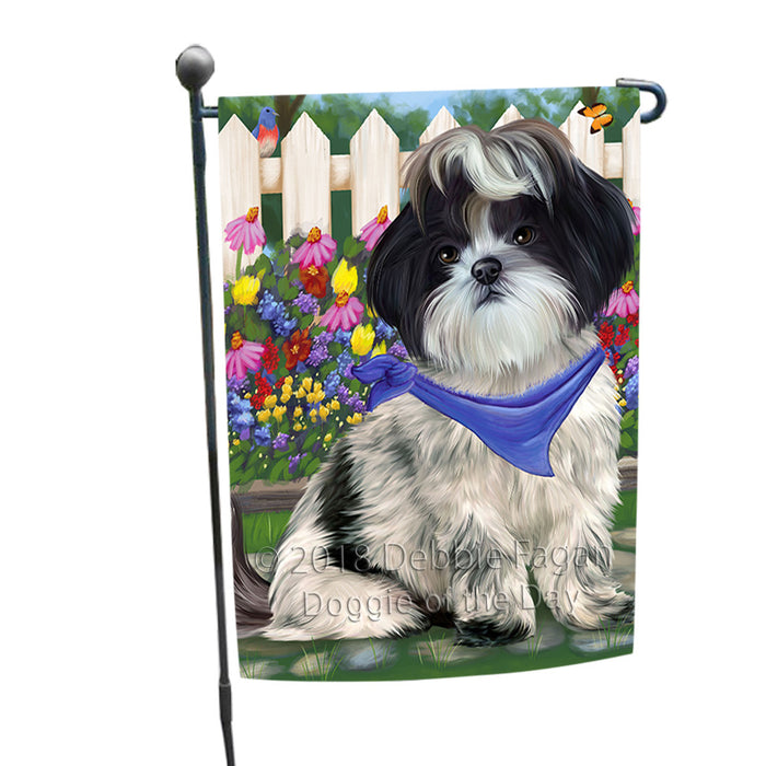 Spring Floral Shih Tzu Dog Garden Flag GFLG49993
