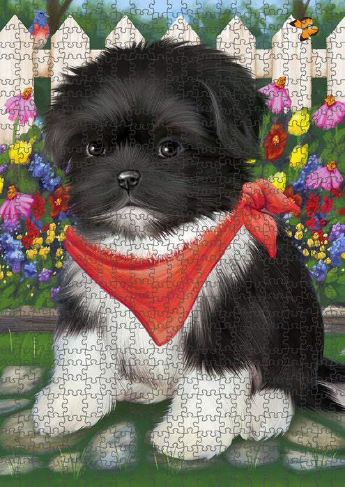 Spring Floral Shih Tzu Dog Puzzle with Photo Tin PUZL54201