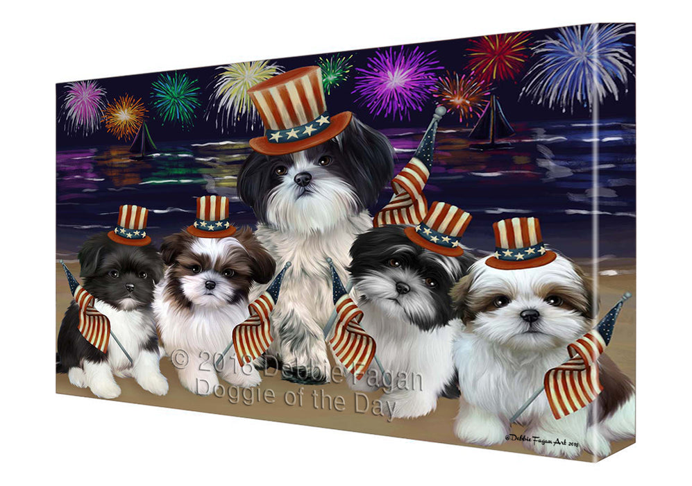 4th of July Independence Day Firework Shih Tzus Dog Canvas Wall Art CVS56739
