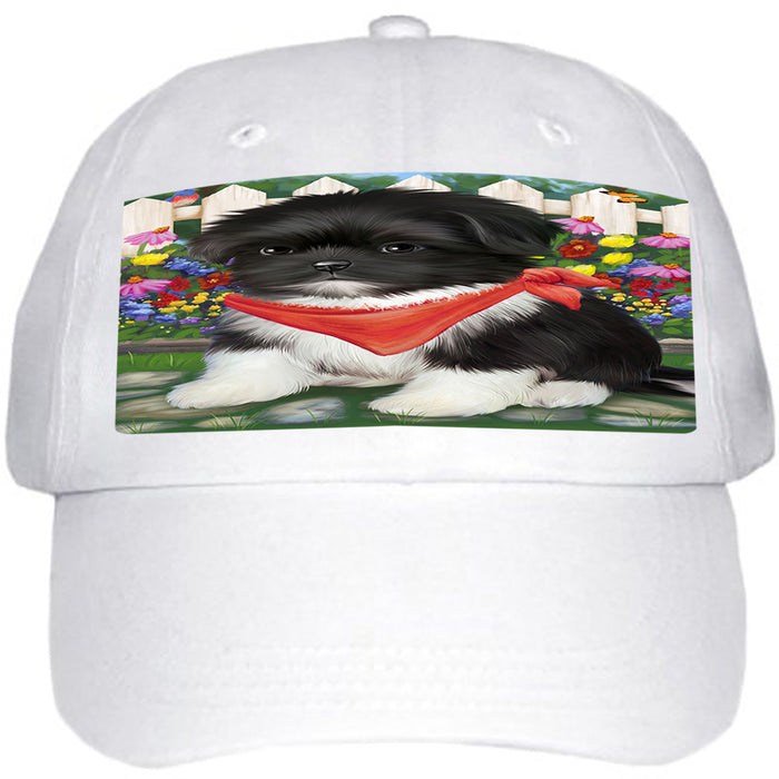 Spring Floral Shih Tzu Dog Ball Hat Cap HAT59781