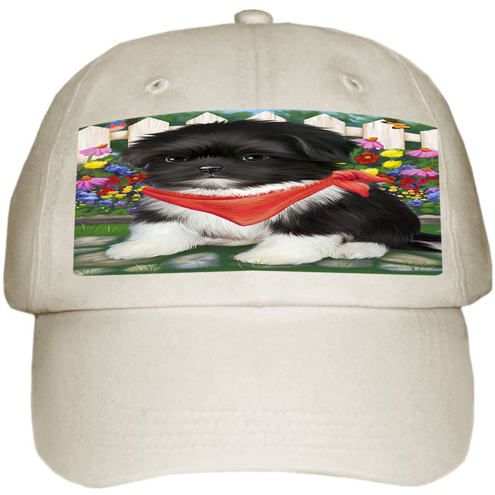 Spring Floral Shih Tzu Dog Ball Hat Cap HAT59781