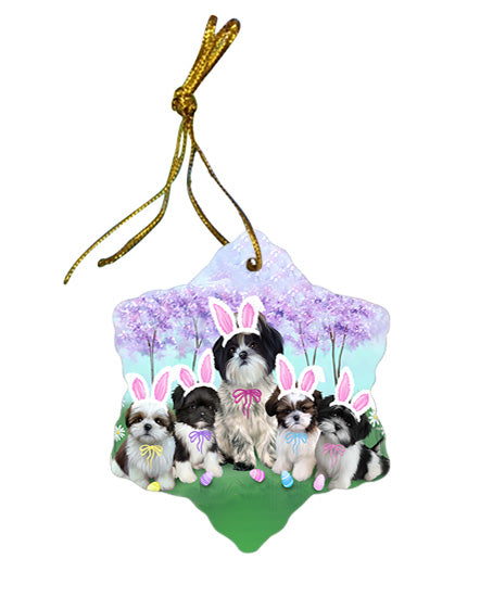 Shih Tzus Dog Easter Holiday Star Porcelain Ornament SPOR49261