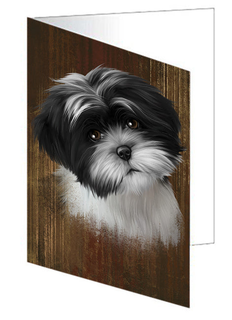 Rustic Shih Tzu Dog Handmade Artwork Assorted Pets Greeting Cards and Note Cards with Envelopes for All Occasions and Holiday Seasons GCD52769