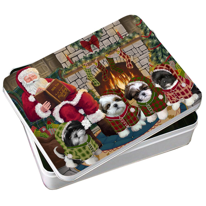 Christmas Cozy Holiday Tails Shih Tzus Dog Photo Storage Tin PITN55333