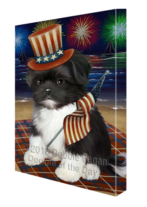 4th of July Independence Day Firework Shih Tzu Dog Canvas Wall Art CVS56748