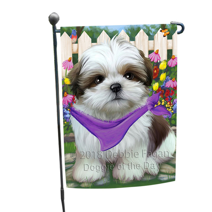 Spring Floral Shih Tzu Dog Garden Flag GFLG49995