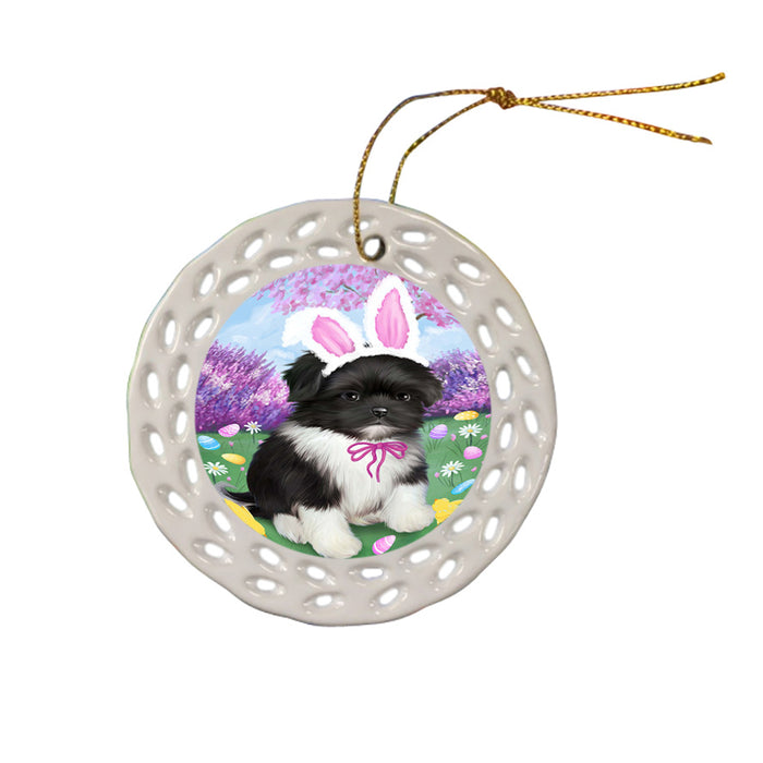 Shih Tzu Dog Easter Holiday Ceramic Doily Ornament DPOR49270