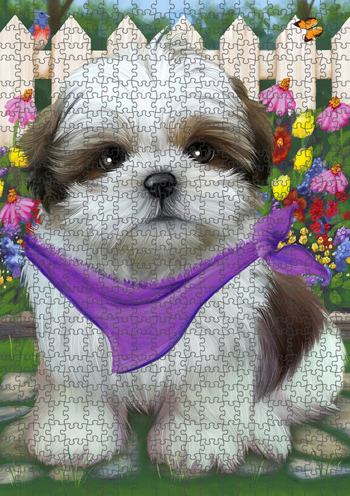Spring Floral Shih Tzu Dog Puzzle with Photo Tin PUZL54204
